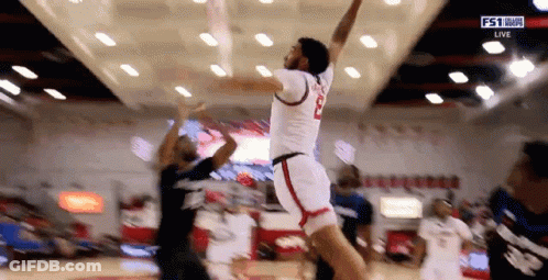 Basketball Player Number 23 Jumping For Rebound GIF