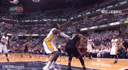 Basketball Player Number 3 Blocking Another Player GIF