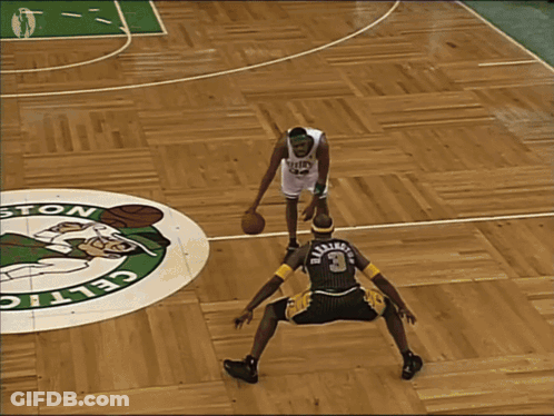 Basketball Player Number 3 Playing Against Opponent GIF