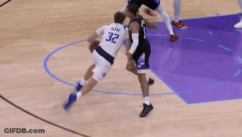 Basketball Player Number 32 Dribbling GIF