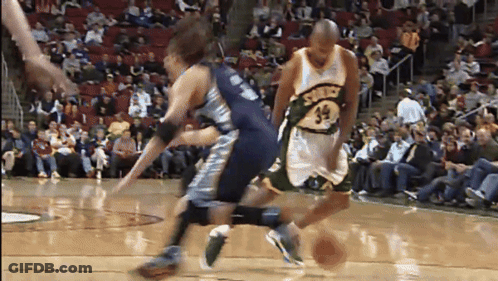 Basketball Player Number 32 Dribbling GIF