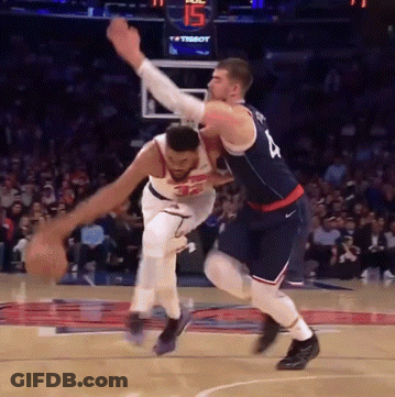 Basketball Player Number 4 Being Fouled GIF