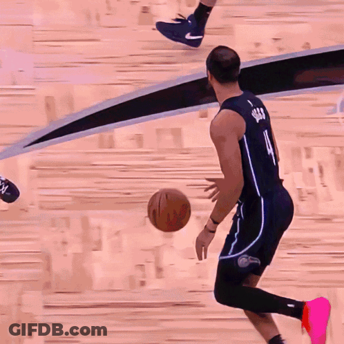 Basketball Player Number 4 Dribbling GIF