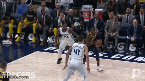 Basketball Player Number 41 Dribbling GIF