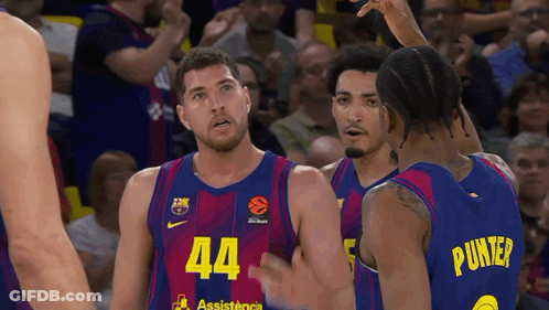 Basketball Player Number 44 Talking To Another Player GIF