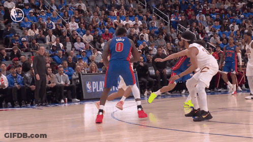 Basketball Player Number 5 Being Blocked GIF