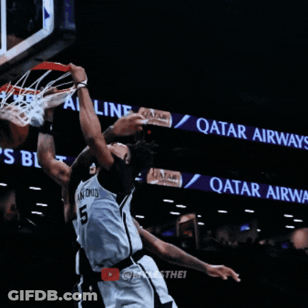 Basketball Player Number 5 Dunking GIF