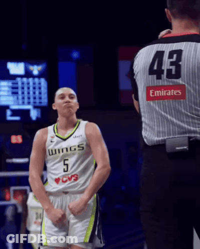Basketball Player Number 5 In Front Of Referee GIF