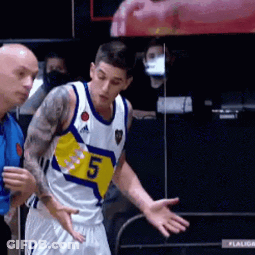 Basketball Player Number 5 Talks To Referee GIF