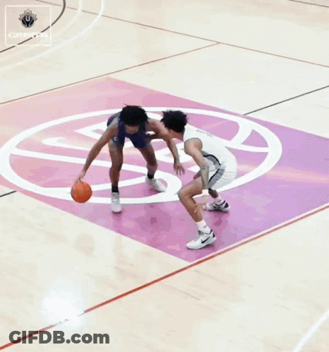 Basketball Player Number 6 Blocking Player Number 3 GIF