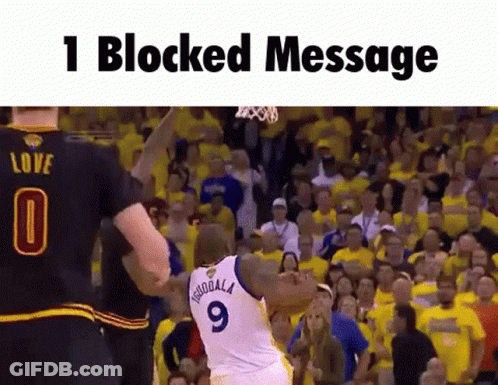 Basketball Player Number 9 Blocked By Number 0 GIF