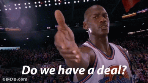 Basketball Player Saying Do We Have A Deal Pointing At Camera GIF