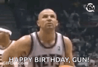 Basketball Player Saying Happy Birthday Gun With Basketball GIF