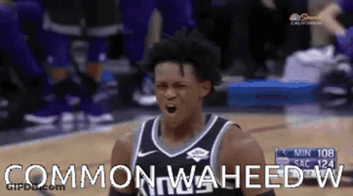 Basketball Player Screaming Jersey Says Common Waheed W GIF