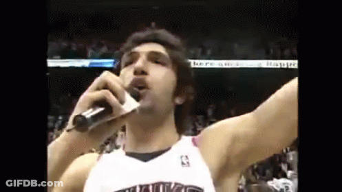 Basketball Player Singing Into Microphone GIF