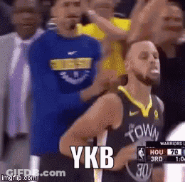 Basketball Player Standing In Front Of Crowd With YKB On Screen GIF