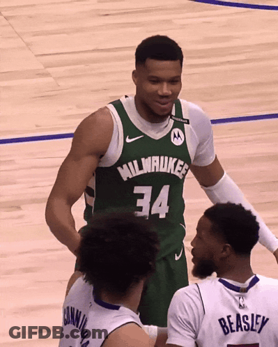 Basketball Player Wearing A Green Milwaukee Jersey With The Number 34 GIF