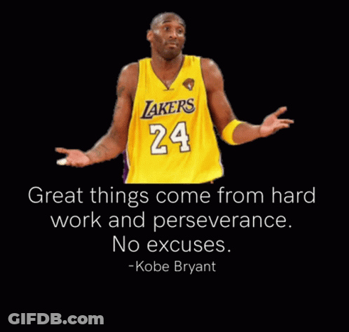 Basketball Player Wearing A Lakers Jersey With A Quote By Kobe Bryant GIF
