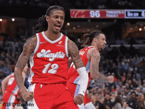 Basketball Player Wearing A Red Jersey With The Number 12 GIF