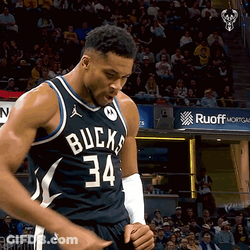 Basketball Player Wearing Buck 34 Jersey GIF