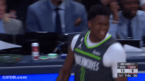 Basketball Player Wearing Den Jersey Leads 3 To 1 GIF