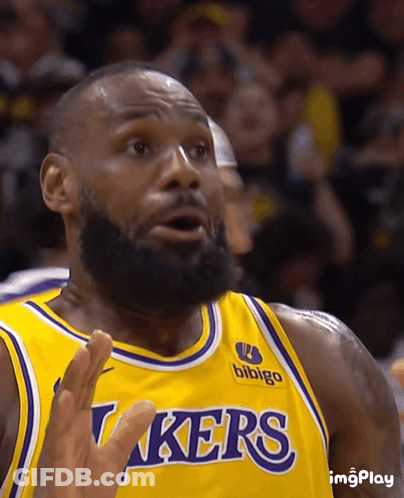 Basketball Player Wearing Lakers Jersey Making Funny Face GIF