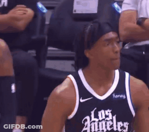 Basketball Player Wearing Los Angeles Jersey GIF
