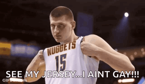 Basketball Player Wearing Nuggets Jersey GIF