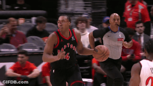 Basketball Player Wearing Raptors Jersey GIF