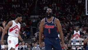 Basketball Player With Beard Standing On Court GIF
