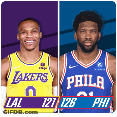 Basketball Players From Lakers And 76Ers GIF