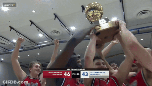 Basketball Players Holding Trophy With NC Championship GIF