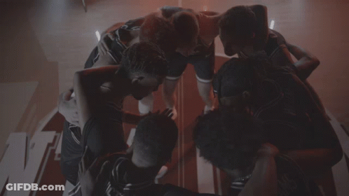Basketball Players Huddle With Harley Davidson Jersey GIF