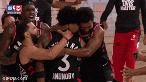 Basketball Players Hugging Number 3 GIF