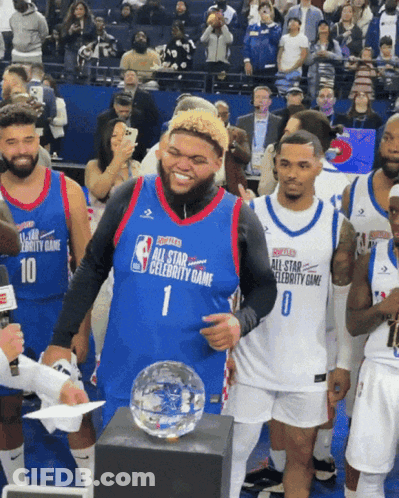Basketball Players In All Star Celebrity Game Uniforms GIF