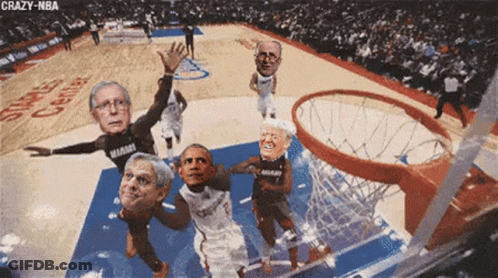 Basketball Players In Miami Jerseys Playing GIF