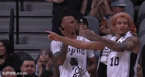 Basketball Players In Spurs Jerseys Pointing GIF
