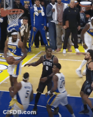 Basketball Players On A Court With One Wearing A Black Jersey That Says Detroit 0 GIF