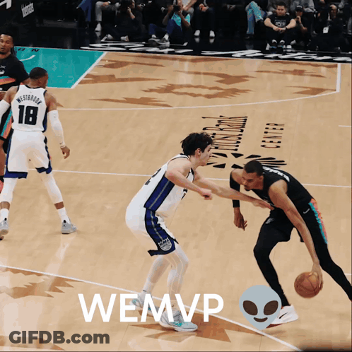 Basketball Players On A Court With The Words Wemvp On The Bottom GIF