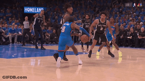 Basketball Players On Court With Homeland Sign GIF