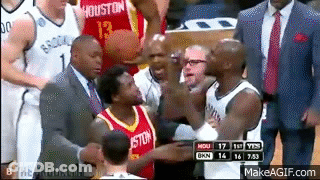 Basketball Players On Court With Houston Jersey GIF