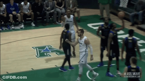 Basketball Players On Court With Letter A GIF