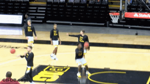 Basketball Players On Court With Letter B GIF