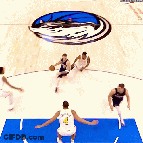 Basketball Players On Court With Mavs.com GIF