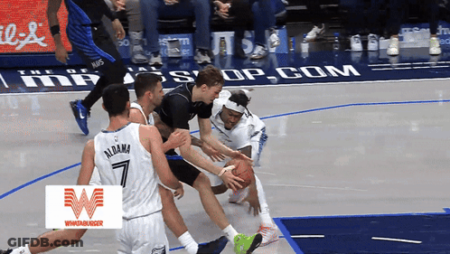 Basketball Players On Court With Whopper Logo GIF