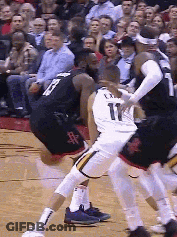Basketball Players Playing Game On Court With Crowd GIF