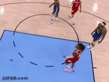 Basketball Players Playing On Blue Court GIF