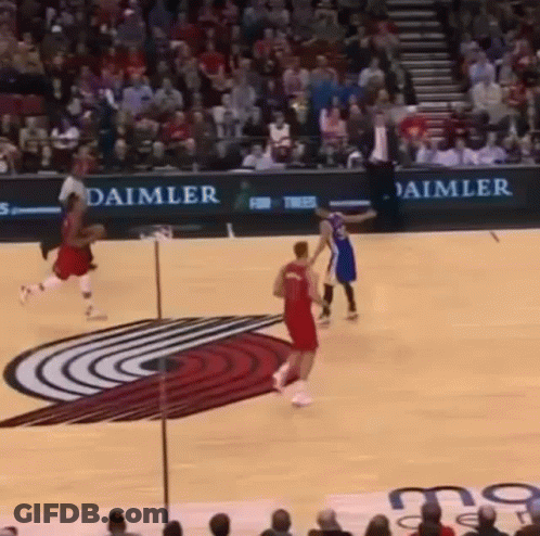 Basketball Players Playing On Court With Logo GIF