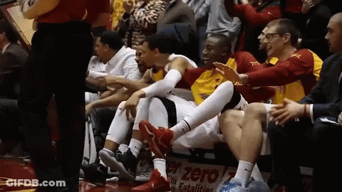 Basketball Players Sitting On Bench With Zero Fatalities Ad GIF