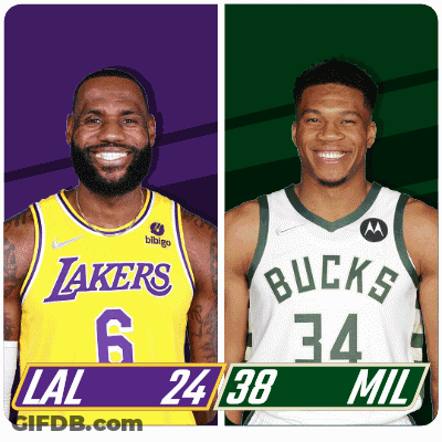 Basketball Players Smiling Lakers And Bucks GIF